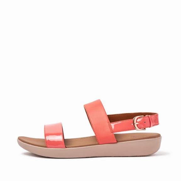 Fitflop Barra Patent Leather With Ankle Back Strap Sandals Coral Pink Womens - South Africa (HPUC041